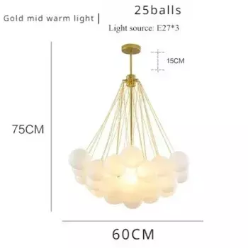 Подвесная люстра TAONUANSHU из пузырькового стекла, золотая, черная