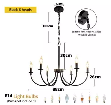 Подвесная люстра WECUS 6/8 головок черная