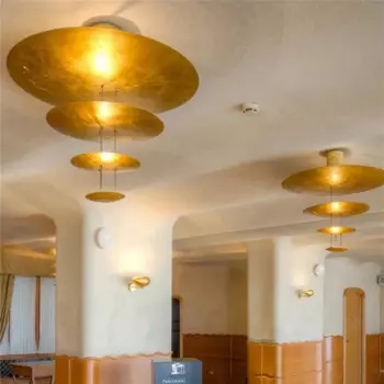 Подвесная машинка, светодиодная люстра в виде диска из золотой фольги, освещение для ресторана, гостиной, столовой, роскошная Потолочная люстра для виллы