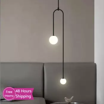 Подвесной светильник для спальни, современное потолочное освещение со стеклянными шариками, декоративная лампа с двойной головкой, водонепроницаемый светодиодный светильник для ванной