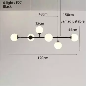 Подвесной светильник Full Matcher скандинавский стиль 6 ламп черный золотой стекло