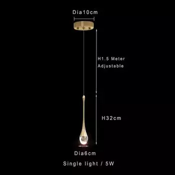 Подвесной светильник FUMI LIGHTING FM9970 золотой, металл+кристалл K9, LED 6Вт