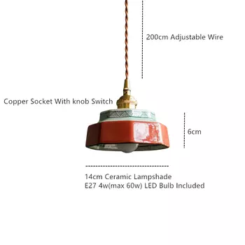 Подвесной светильник IWHD Винтажный керамический медный