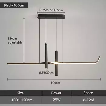 Подвесной светильник SaloEElaitte, теплый свет, нейтральный свет, белый свет, длина 80/100/120 см