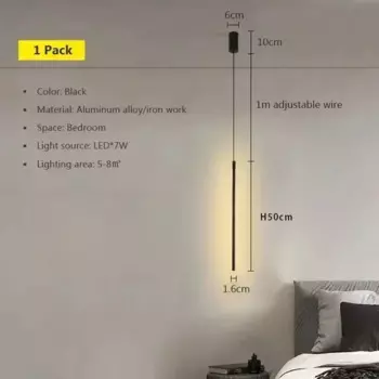 Подвесной светильник Sanoni, черный, алюминий+акрил, 7Вт