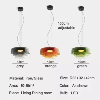 Подвесной светильник TAONUANSHU, стеклянный абажур, зеленый/серый/оранжевый