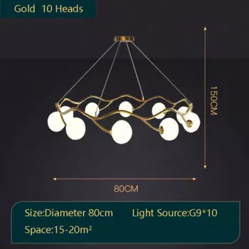 Подвесной светильник TAONUANSHU, стеклянный, золотой