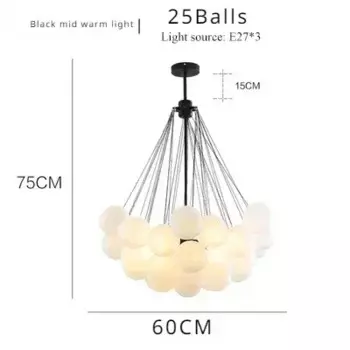 Подвесной светильник TAONUANSHU, золотистый, черный, стеклянный шар