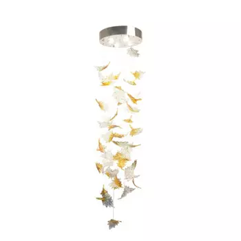 Подвесной светильник в виде кленового листа, светодиодсветодиодный лампа янтарного цвета, винтовая лестница для дома, отеля