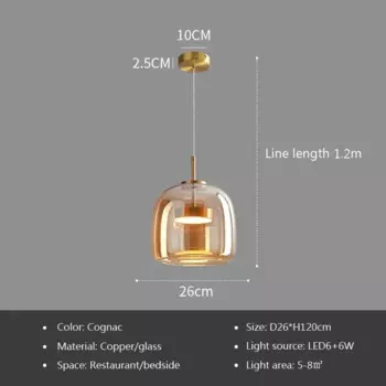 Подвесной светильник WADBTY янтарный 15/26/38 см