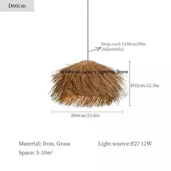 Подвесной светильник Winfordo для гостиной из железа и травы