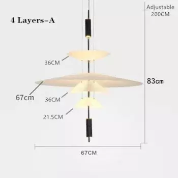 Подвесной светильник Xiuxiu LED, акрил, черный, теплый свет
