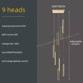Подвесной светильник Yingxuan 5/9/12/15/18 головок черный/золотой