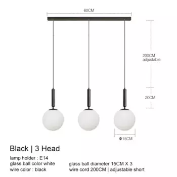 Подвесной светильник YongYing Lumin, стеклянный, латунный, черный, молочный