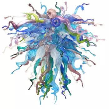 Подвесные светильники-цепочки из дутого стекла ручной работы со светодиодными лампочками, современная люстра для гостиной, цветной художественный декор, подвесное освещение