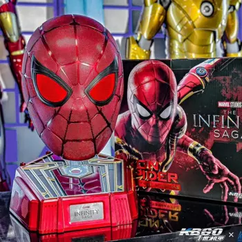 Подвижная электрическая маска Marvel Железный человек-паук в масштабе 1:1, шлем для контроля глаз, крутая оригинальная игрушка, коллекционные модели, игрушка в подарок