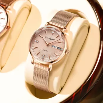 POEDAGAR женские часы skimei высокого качества с японским кварцевым механизмом, модное кольцо из нержавеющей стали сетки простой стразы женские часы из розового золота