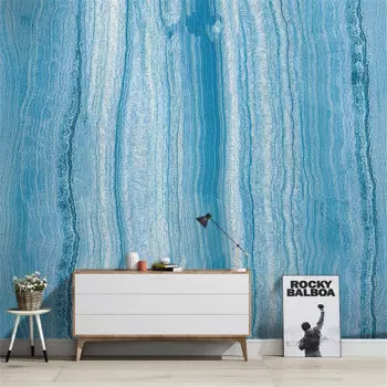 Пользовательские европейские мраморные настенные обои для гостиной ТВ фон свет роскошные синие обои стойка отеля декор виллы