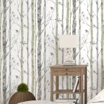 Шелковые обои Beibehang "Черный и белый лес"
