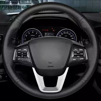 Пользовательский чехол на руль автомобиля из натуральной кожи для Hyundai ix25 Creta 2014-2018, автомобильный чехол на руль, автомобильный аксессуар