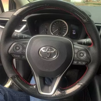 Пользовательский DIY Автомобильный руль Крышка углеродного волокна 100% подходит для Toyota Camry 2018-2019 Avalon 2019 Corolla 2019-2020 RAV4 2019