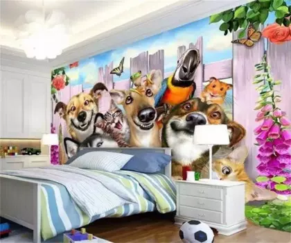 Пользовательский современный простой мультфильм ручная роспись животные личность детская комната фон стены декор обои