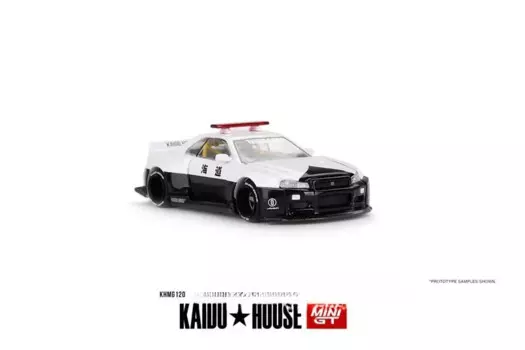 Полицейская модель автомобиля Kaido House x MINI GT 1:64 R34 Kaido Works (V2 Aero)