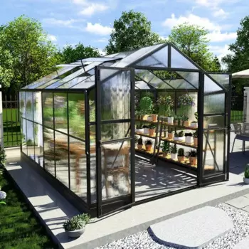 Поликарбонатная теплица 8x12x7 футов, теплица с Быстроразъемной Системой, оснащена 4 вентиляционными окнами для дома и сада