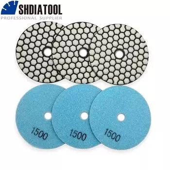 Diatool 6 шт. 4 "/100 мм Грит 1500 сухой Полировальная Подложка для Мрамор Гранит Керамика, алмазный шлифовальный диск для камня без воды