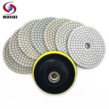 RIJILEI 7 шт./компл. 4 "гибкая алмазная полировальная подушечка 100 мм для влажной полировки гранита, мрамора, бетона, пола