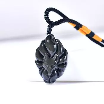 Полированный обсидиановый талисман лиса Harmonious Crystalloid