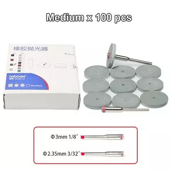 Полировочные круги из силиконовой резины RAMS BRALIN, набор 100 шт., 2 оправки в подарок