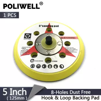Полировальные диски для полировки, полировальных инструментов, на липучке, 5 дюймов, 125 мм, 8 отверстий, 5/16 дюйма, с 24 резьбовыми подкладками