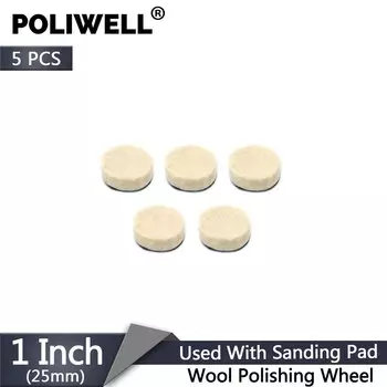 POLIWELL 5 шт. 1 дюйм 25 мм Флокирование полировальная подушечка из шерсти фетровый диск шлифовальный диск высокой плотности шерстяные подушечки для автомобиля стекло дерево