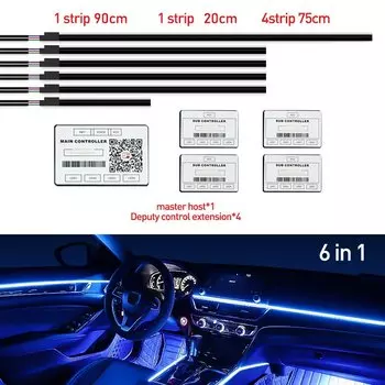 Полноцветный стример, автомобильные окружающие огни, универсальное приложение управления, 64 цвета, RGB светодиодный, интерьерная Скрытая акриловая атмосферная лампа