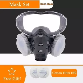 Полноразмерная Пылезащитная маска, респиратор с противотуманными защитными очками, Пылезащитная маска для лица для работы, безопасная покраска, полировка, деревообработка