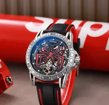 Полностью автоматические механические часы с маховиком, модные трендовые водонепроницаемые светящиеся высокие мужские часы с полынью