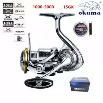 Полностью Металлическая Рыболовная катушка Okuma, 15 кг 12 + 1 шарикоподшипник, мощное вращающееся колесо, катушка для спиннинга, подходит для всей воды