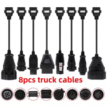 Полный комплект, 8 кабелей для грузовика OBD OBD2, диагностический коннектор, комплект кабелей, полные контакты, активированные кабели для грузовика, адаптеры