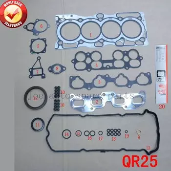 Полный комплект прокладок двигателя QR25DE для Nissan X-Trail/Sentra/Altima 2.5L 2488cc 2001- 50240800 10101-8J085 10101-AE226