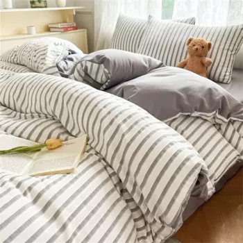 Полосатые комплекты постельного белья, простой стиль, жаккардовый вязаный комплект из четырех предметов, декор для спальни, пододеяльник, наволочка, покрывало, комплекты постельного белья