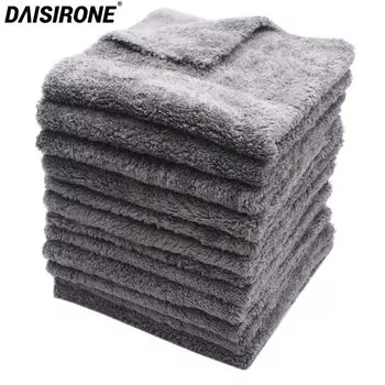 Полотенце из Микрофибры Для Мойки автомобиля, салфетка серого цвета для ухода за автомобилем, 12 шт., 350 г/м2