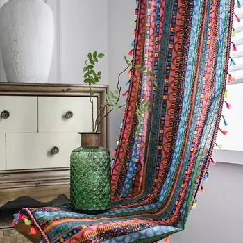 Полупрозрачные шторы из полиэстера и хлопка American Bohemian Style