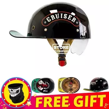 Полушлем в стиле ретро для мужчин и женщин, мотоциклетная бейсболка, шлем для езды на мотоцикле, в горошек, сертифицированная винтажная Защитная Кепка