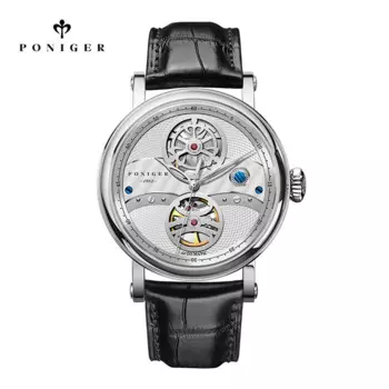 Poniger мужские часы механические автоматические водонепроницаемые наручные мужские платья модные роскошные часы кожаный ремешок
