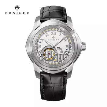 Poniger мужские часы механические автоматические водонепроницаемые наручные мужские платья модный роскошный кожаный ремешок