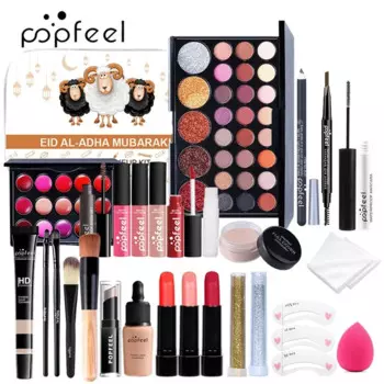 POPFEEL, все в одном, набор для макияжа для женщин, полный набор, все в одном, наборы для макияжа, включая подводку для бровей и тени для век