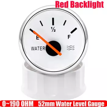 Поплавковый датчик воды 0-190 Ом + датчик уровня воды, красный цвет, светодиодный индикатор 52 мм, резервуар для воды, индикатор для морского автомобиля, кемпера, яхты, индивидуальный заказ
