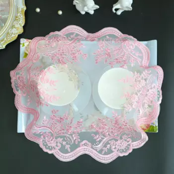 Скатерть Yoohxin круглая сетчатая с вышивкой