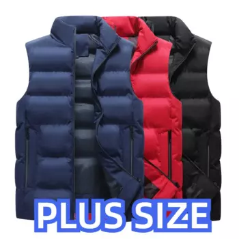 Популярная куртка без рукавов, однотонная мужская куртка больших размеров, теплое пальто с карманами, жилет